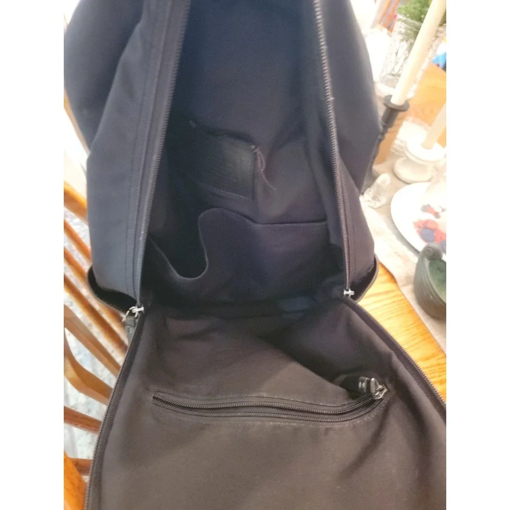 COACH Varick Black Logo Nylon Backpack Slingbag Leather Trim